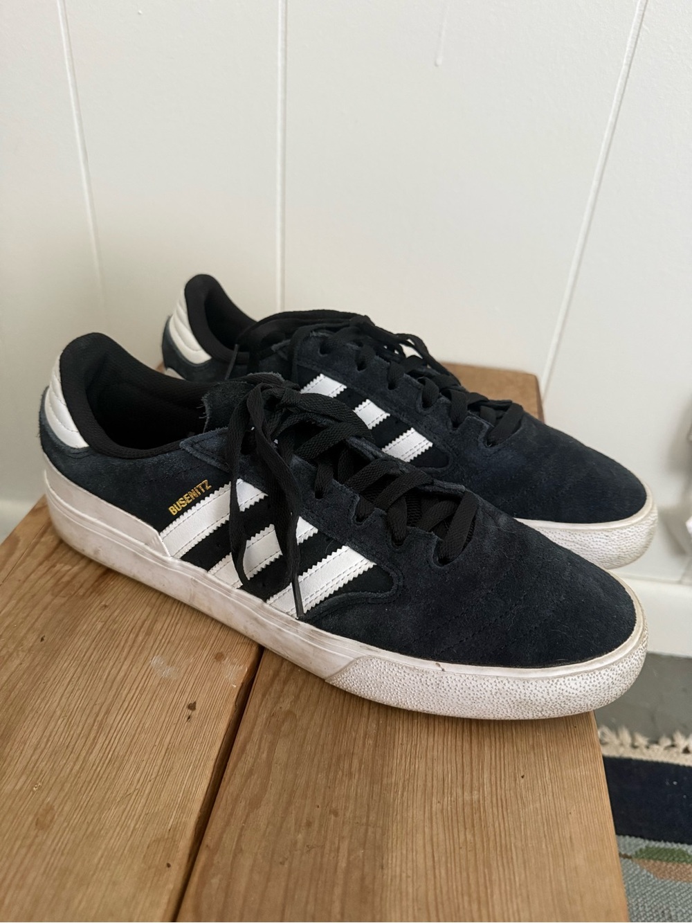 adidas Busenitz Black and White Suede Skate Sneakers